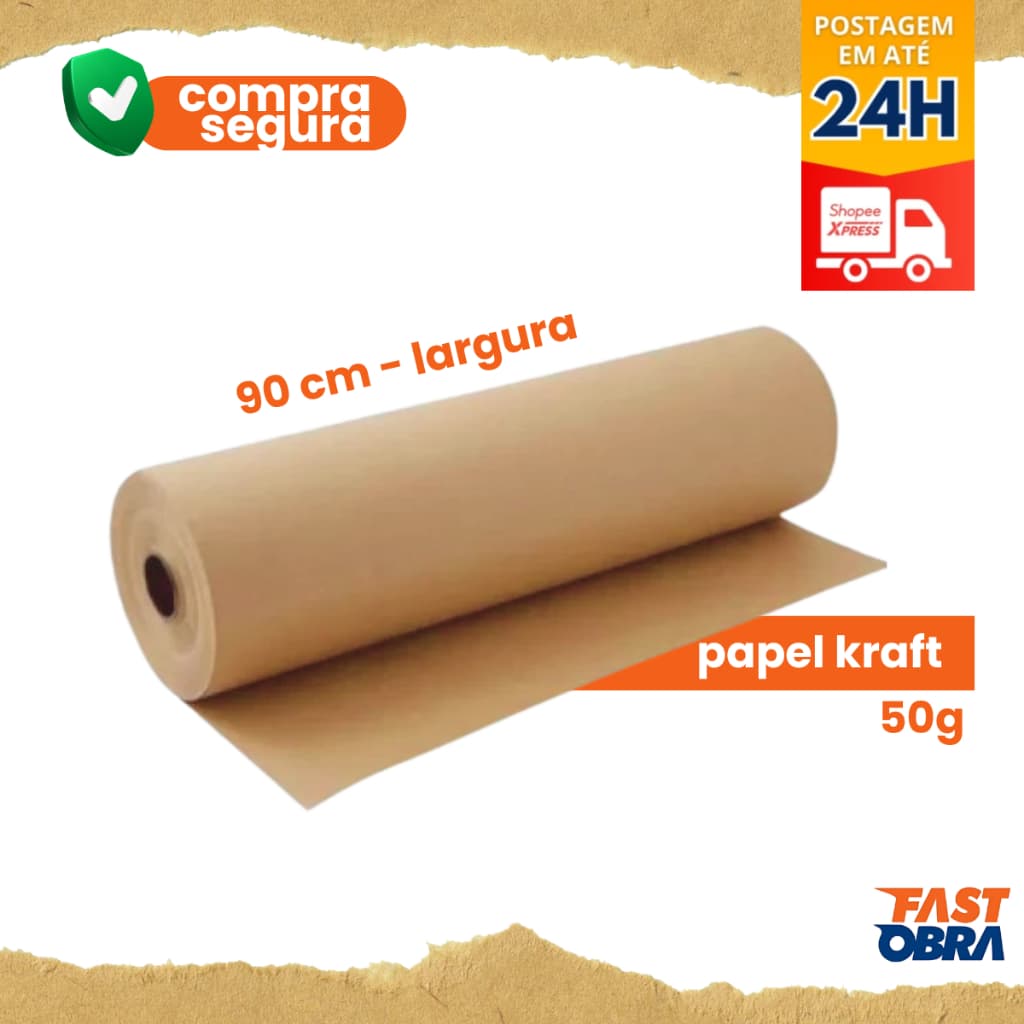Papel para Mascaramento Modelagem Semi Kraft 50g (rolo 90cm x 50m)  - PAPERCAR