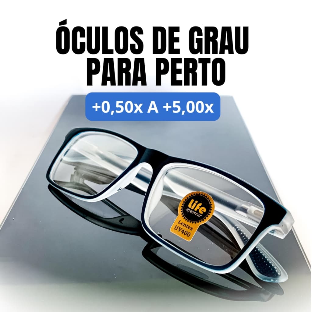 Óculos Grau Emborrachado Leitura Descanso Azul Transparente +0.50 Ate +5.00
