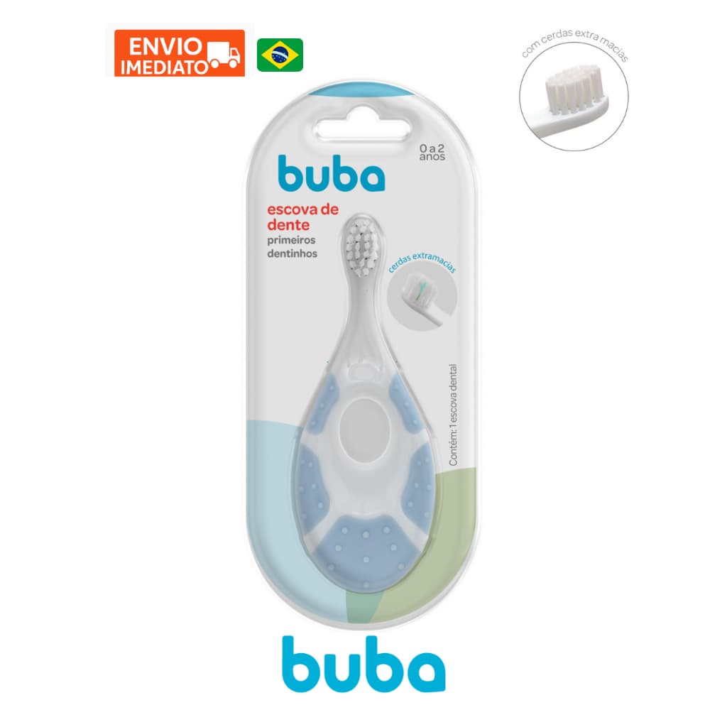 Escova de Dente Buba Higiene Bucal Bebê Menino Escova Dente Azul Escovinha