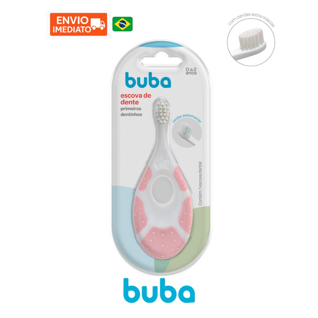 Escova de Dente Buba Higiene Bucal Bebê Menina Escova Dente Rosa Escovinha