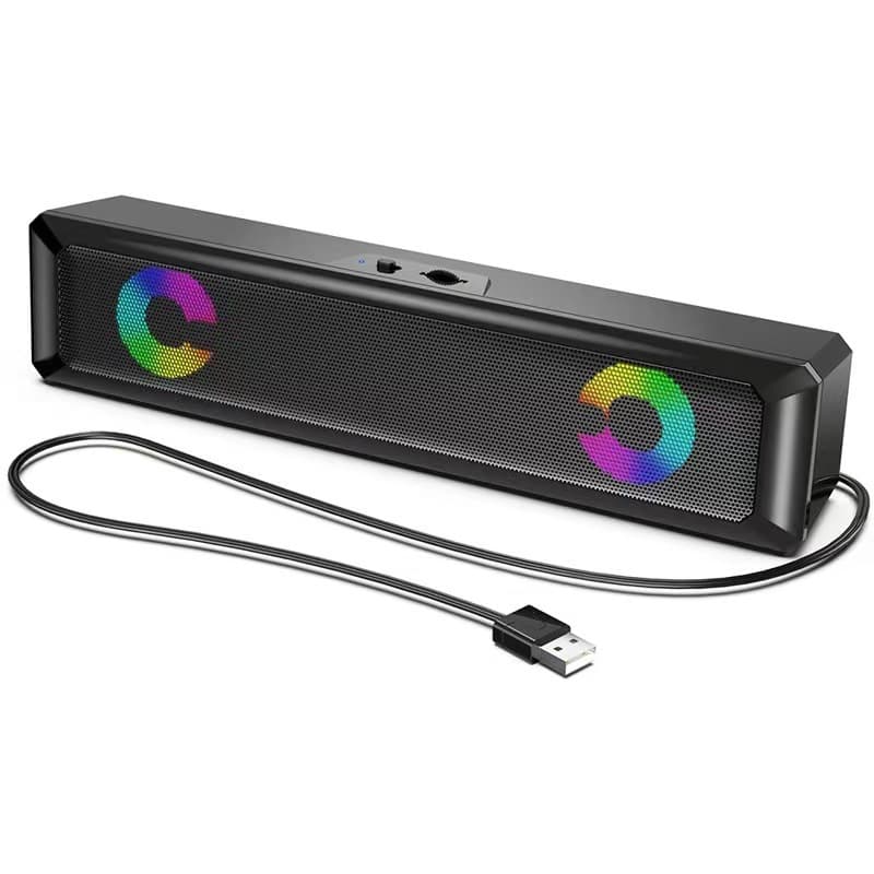 Caixa de Som Soundbar Profissional Iluminação LED Gamer Computador PC Notebook Tv P2/USB