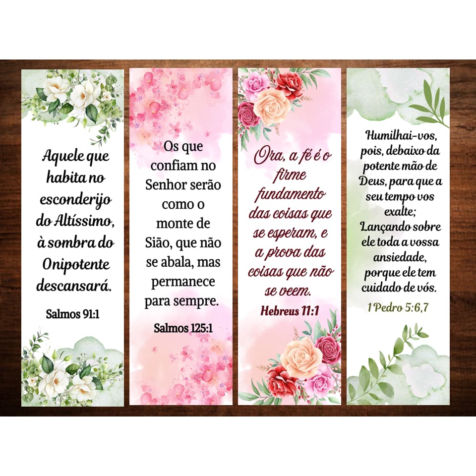 Kit 50 Marcadores de Página com versículos bíblicos
