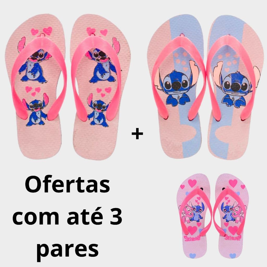 Kit Chinelo Infantil de Menina Estampados Personagens