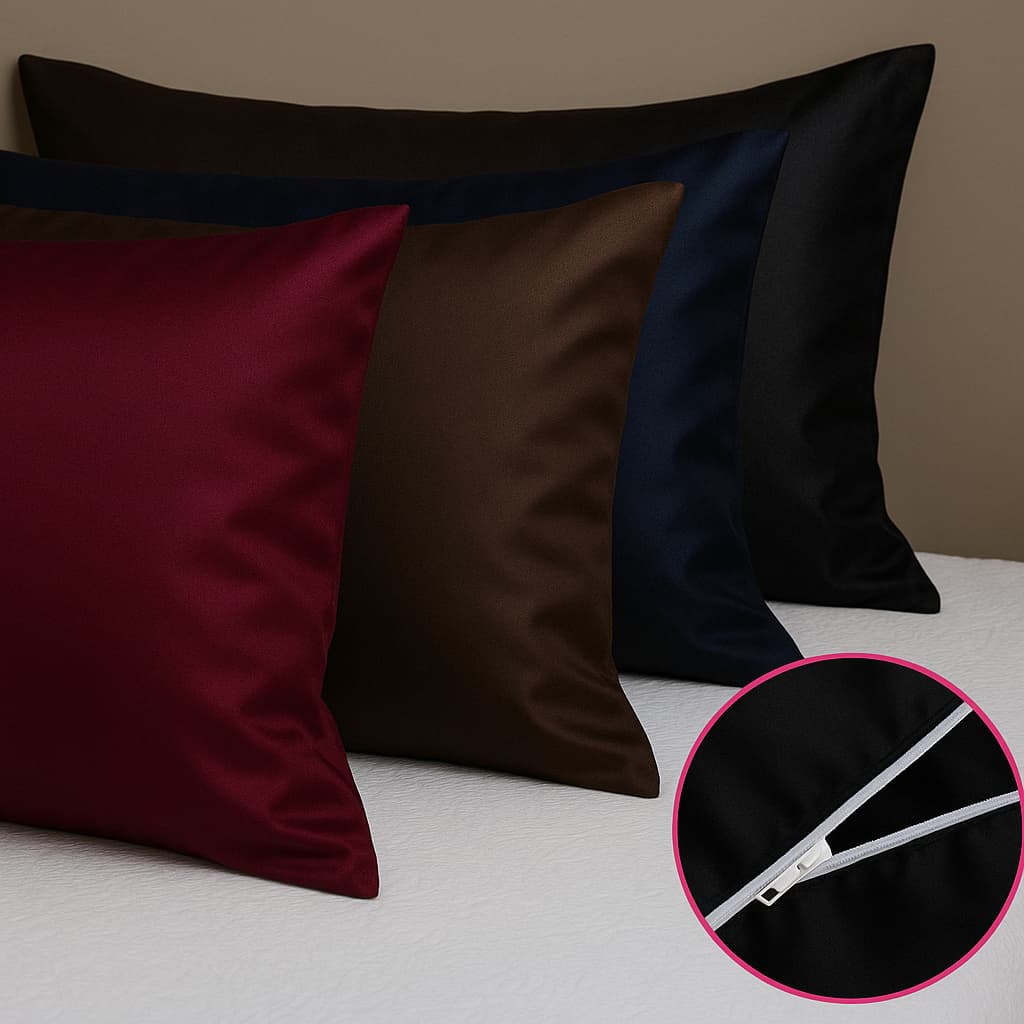 Fronhas de Cetim com Ziper  Anti Frizz - Capas para Travesseiro com 02 Peças (PAR)