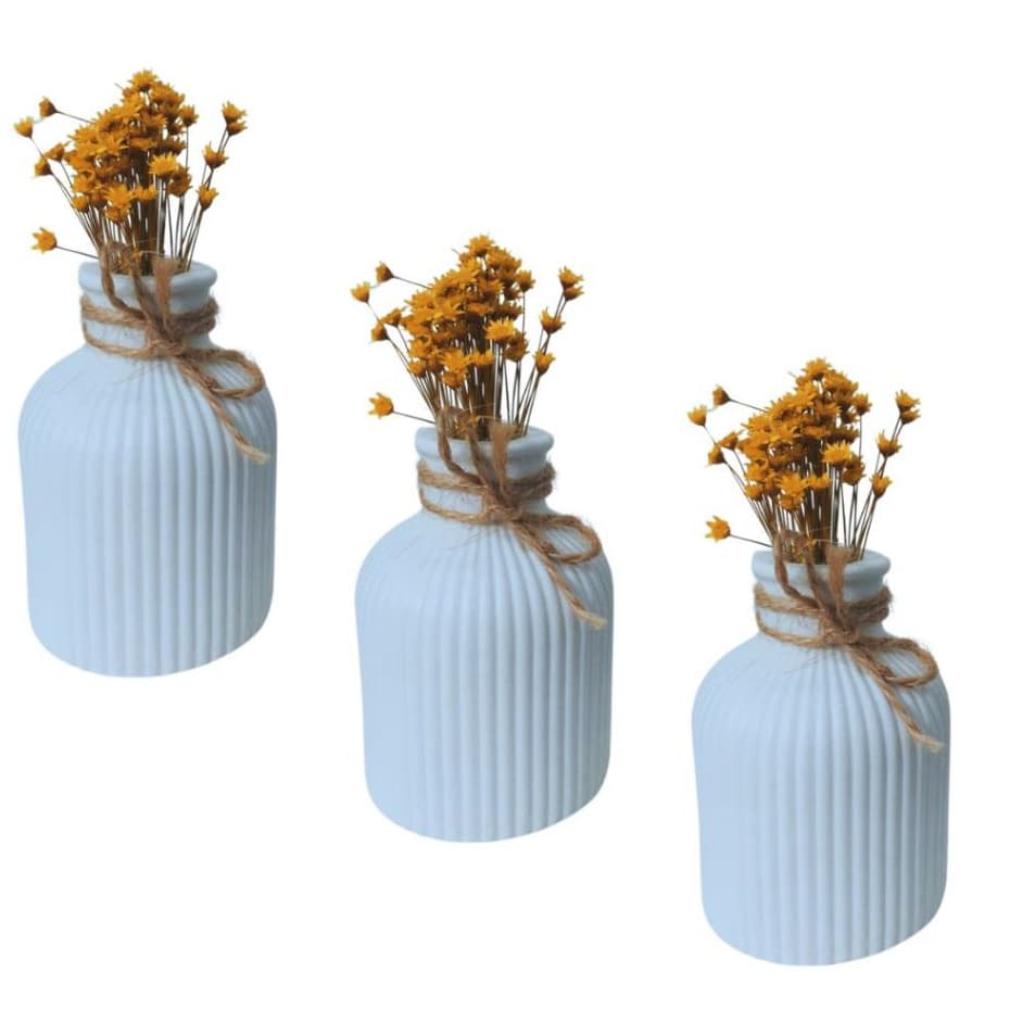 Kit com 20 Vasos de Gesso Decorativo Centro de Mesa para Casamento Aniversário de 15 Anos, Batizado