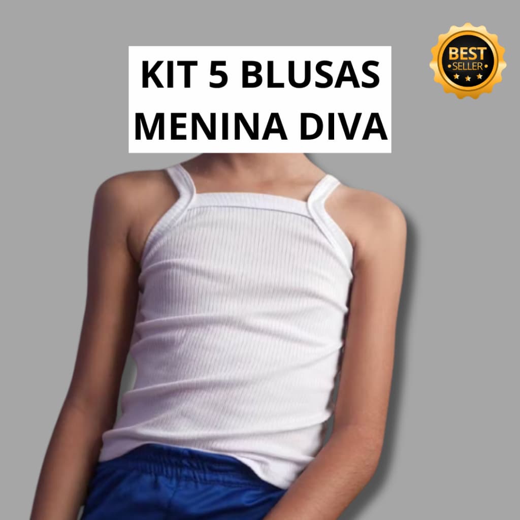 Kit Com 5 Blusa de Alcinha Infantil Regatinha Menina Alça Basica