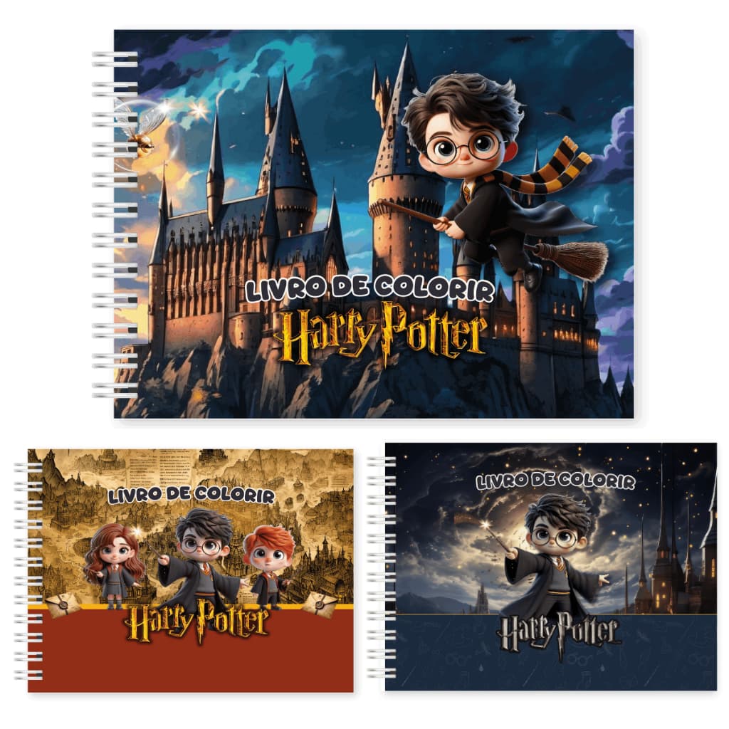 Livro de Colorir Harry Potter 52 Folhas Capa Dura Caderno Para Pintar Coloring Book Estilo