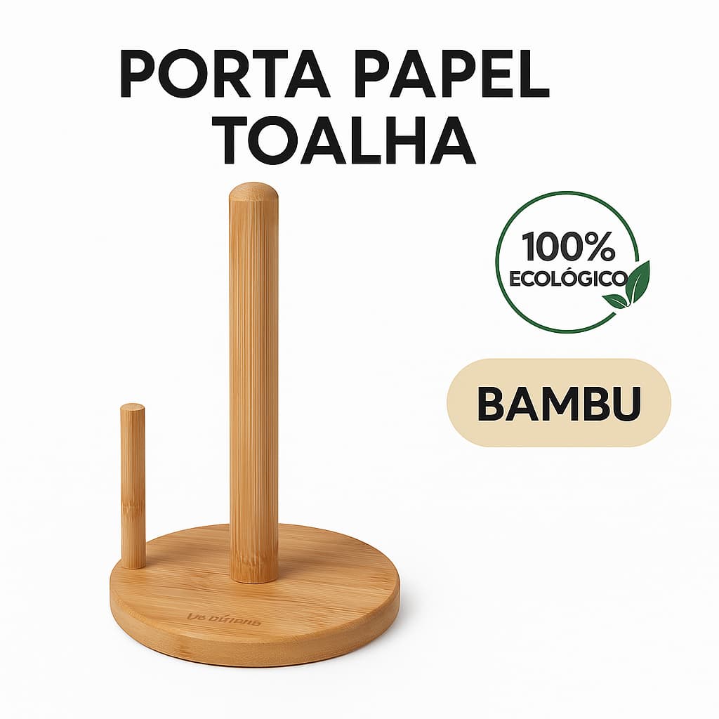 Porta Papel Toalha de Madeira para Cozinha Suporte Vertical Mesa