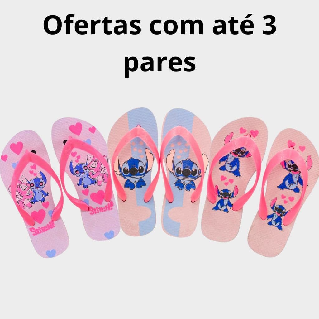 Kit Chinelo Menina Infantil Personagens Confortável