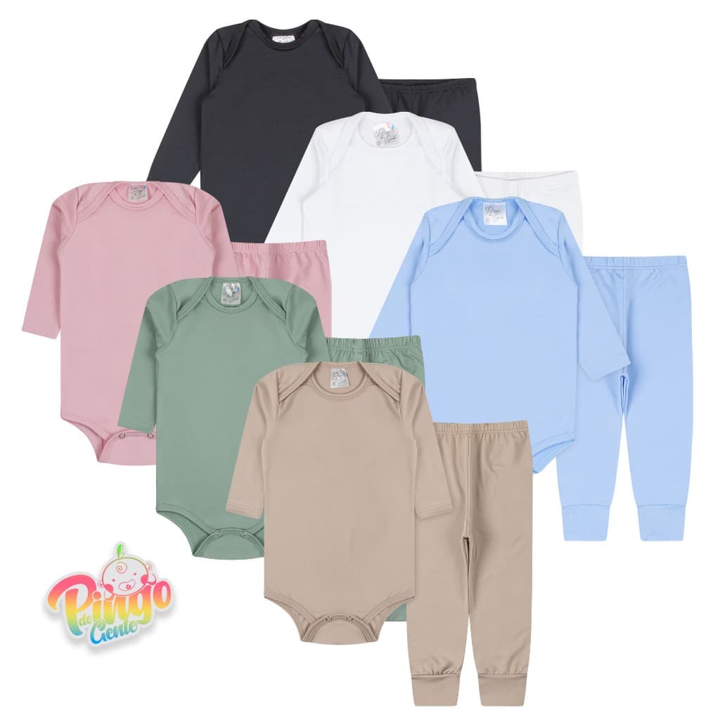 Kit 6 Peças - Conjuntos Térmicos Infantil Bebê Para Frio Várias Cores tamanhos RN, P, M,G,1,2 e 3 Anos