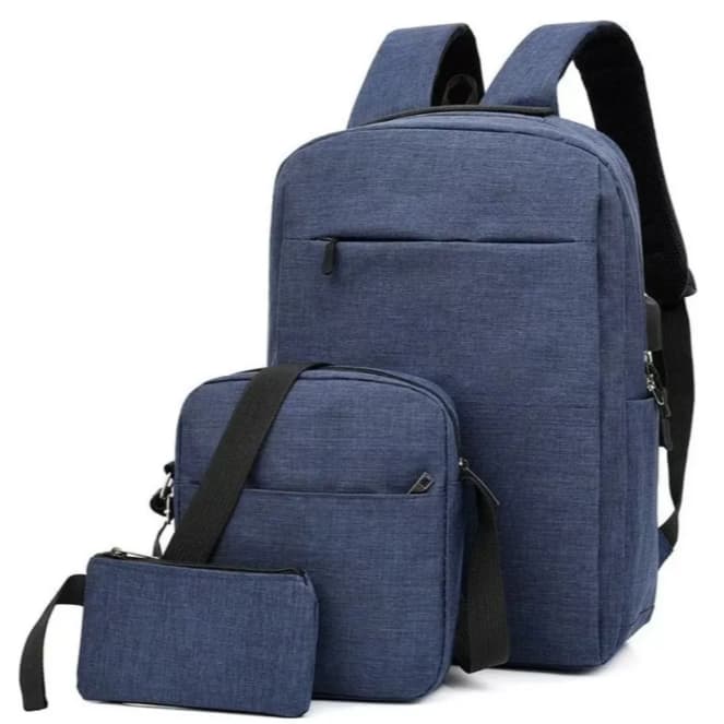 Kit Mochila Notebook Impermeável Masculina Feminina Dupla + Bolsa Lateral + Estojo