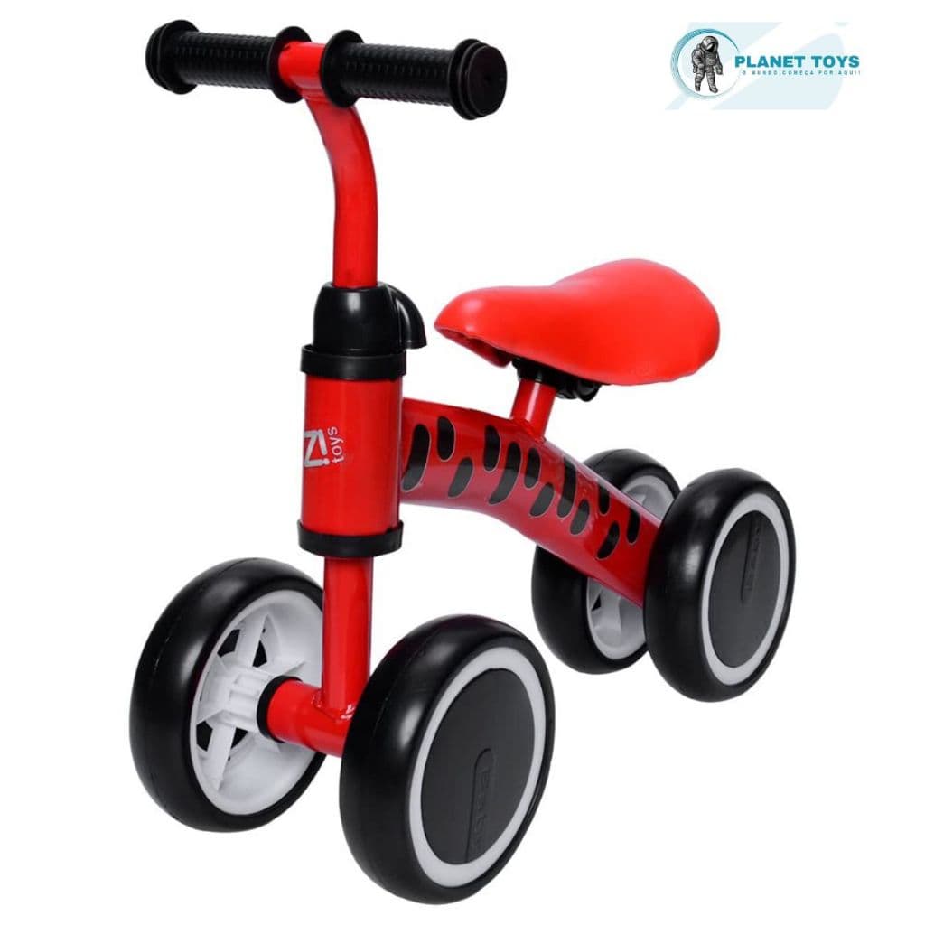 Andador Bicicleta de Equilíbrio Infantil Vermelho Zippy Toys Balance sem Pedal e Banco Ajustável