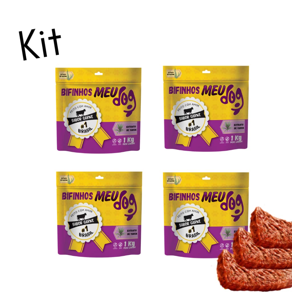 Kit 4 Bifinhos Meu Dog 1Kg sabor  Petisco para cachorro