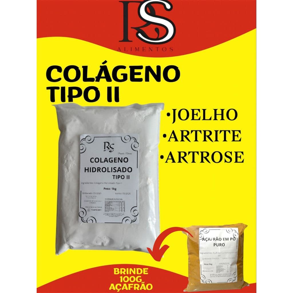 Colágeno Tipo II  1kg + 100g Açafrão (BRINDE)