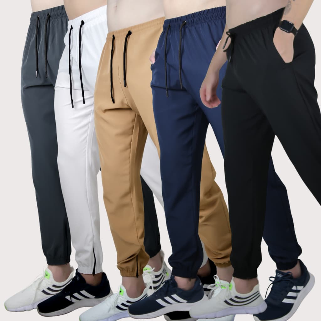 Kit 5 Calça Jogger Tactel Masculina em Poliéster e Elastano para Esportes Academia Treino
