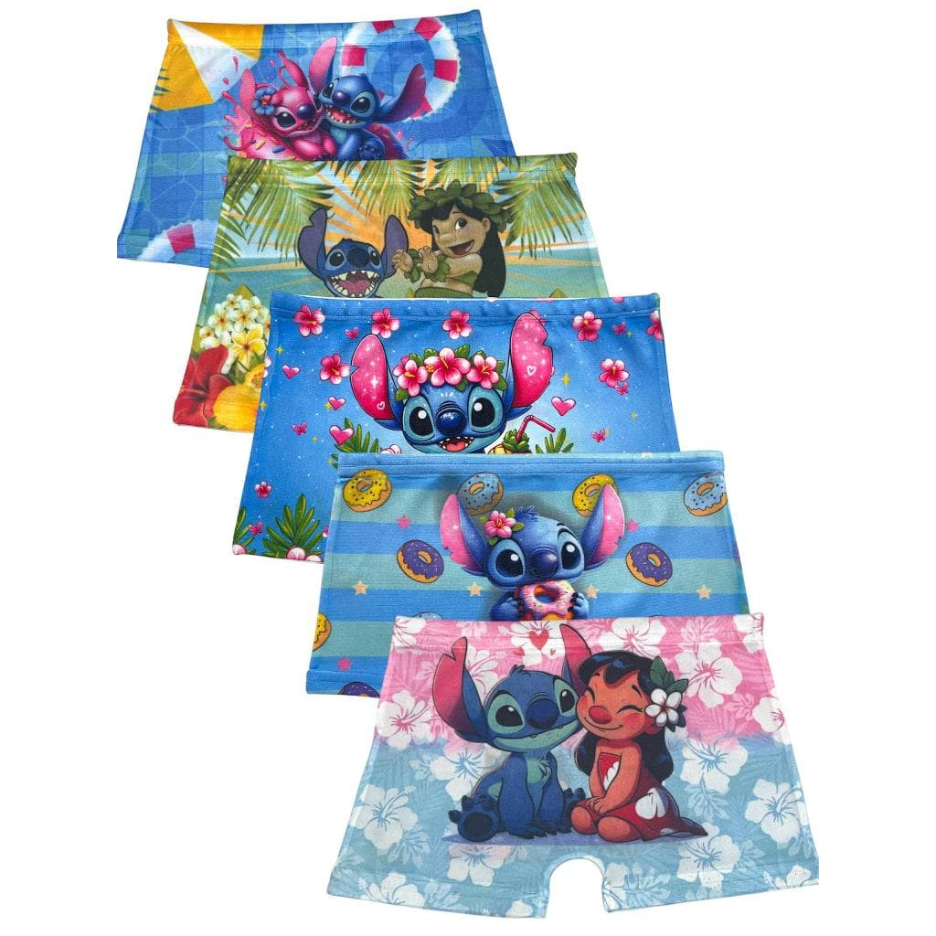 Kit Calcinha Shortinho Box Boxer Infantil Lilo & Stitch Menina Criança Microfibra Sublimada