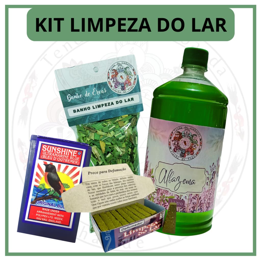 Kit Limpeza do Lar com Alfazema Anil em Pó Africano Banho de Ervas