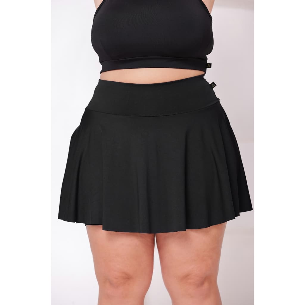 Short Saia Plus Size Babado Cintura Alta Dançarina Suplex Conforto e Segurança na Academia Wolfox