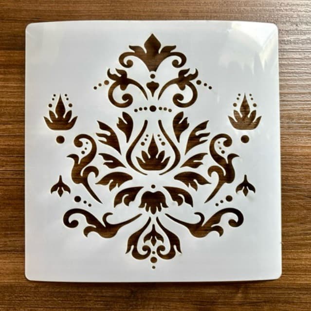 Estêncil vazado Azulejo Arabesco 18x18 cm molde stencil pintura