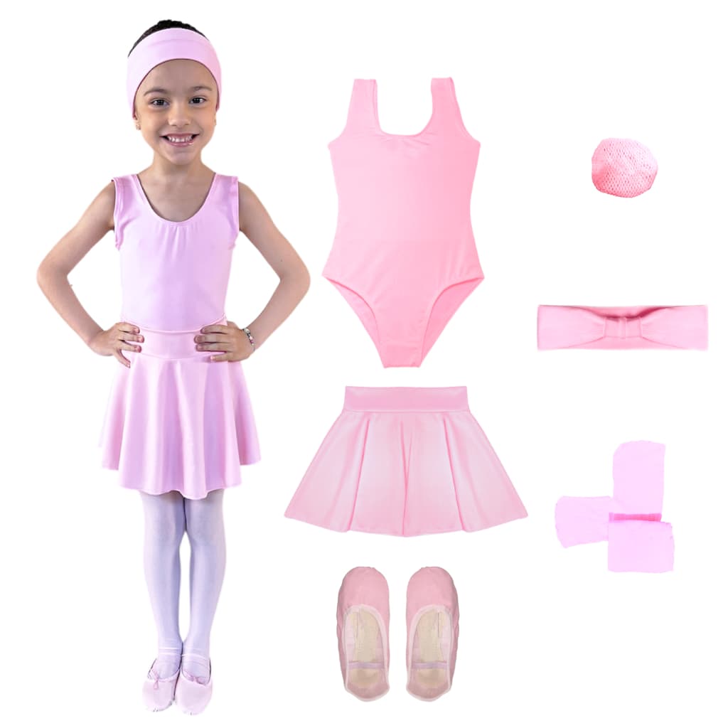 Kit de Ballet Infantil Bailarina Uniforme Balé 6 itens