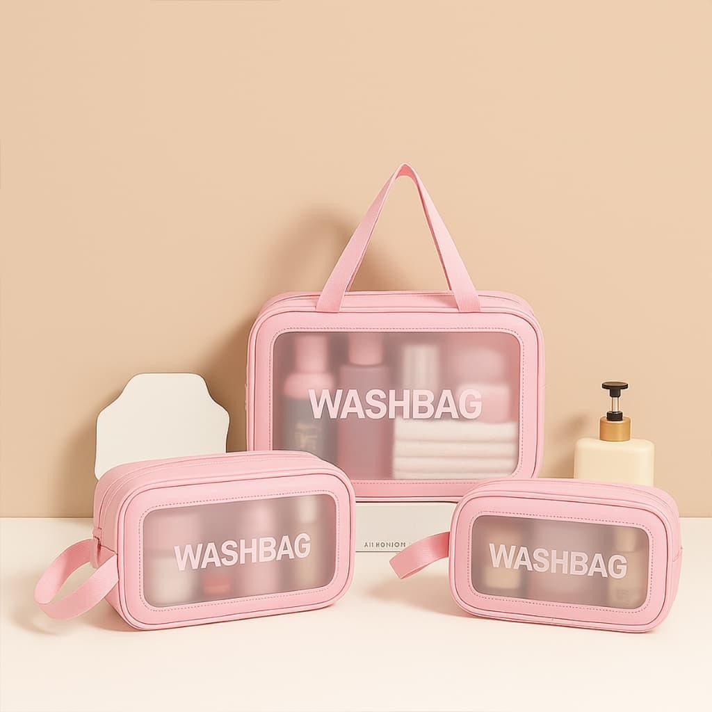 Kit 3 Necessaires impermeável Portátil Para Produtos De Higiene Pessoal MC04