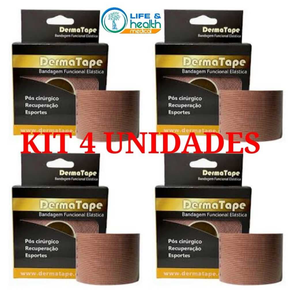 (KIT 4X) Fitas Kinésio Bandagem Funcional Elástica 5cm x 5mt Dermatape (Enviar Cores Via Chat)