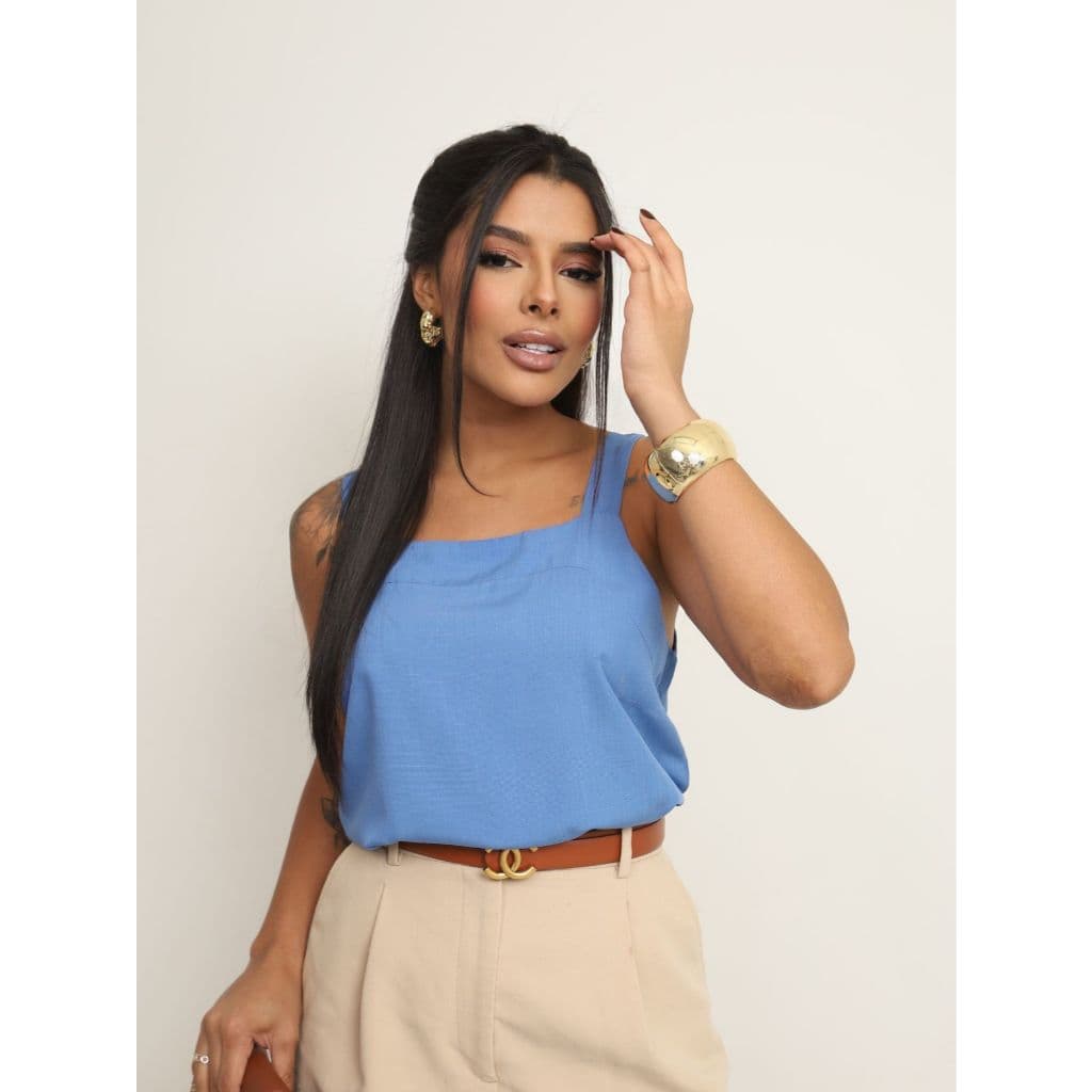 Blusa Chic De Alça Viscolinho Leve e Confortável