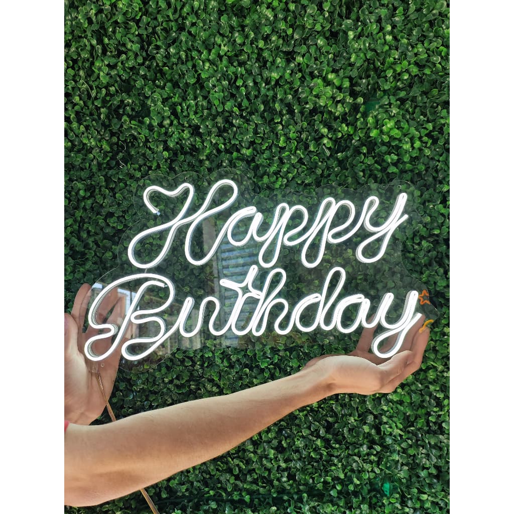Painel de LED Neon Acrílico 3mm "Happy Birthday" - 50x29cm