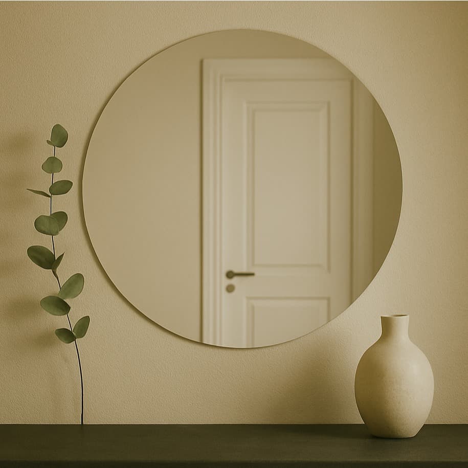 Espelho Redondo Vidro Grande Lapidado Decorativo Para Quarto Sala Banheiro Maquiagem