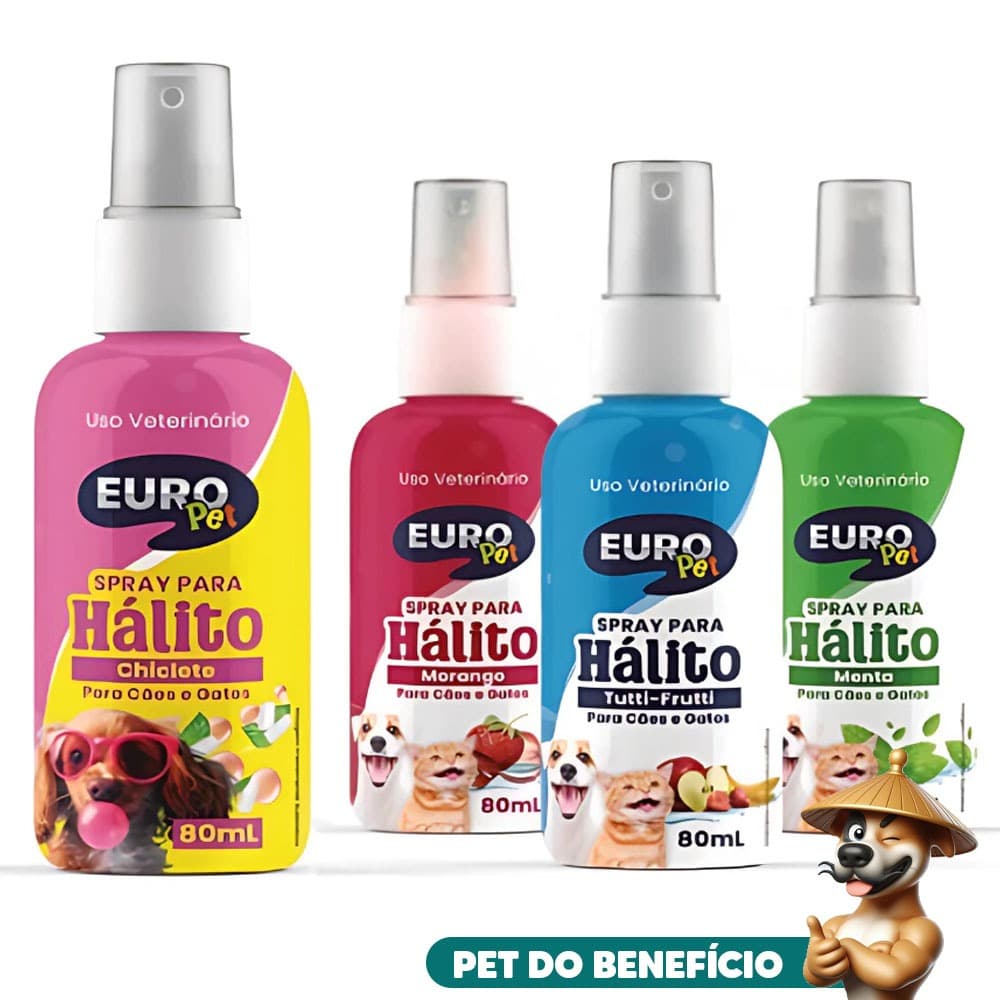 Spray Bucal 80ml - Contra mau hálito cachorros e gatos Euro Pet