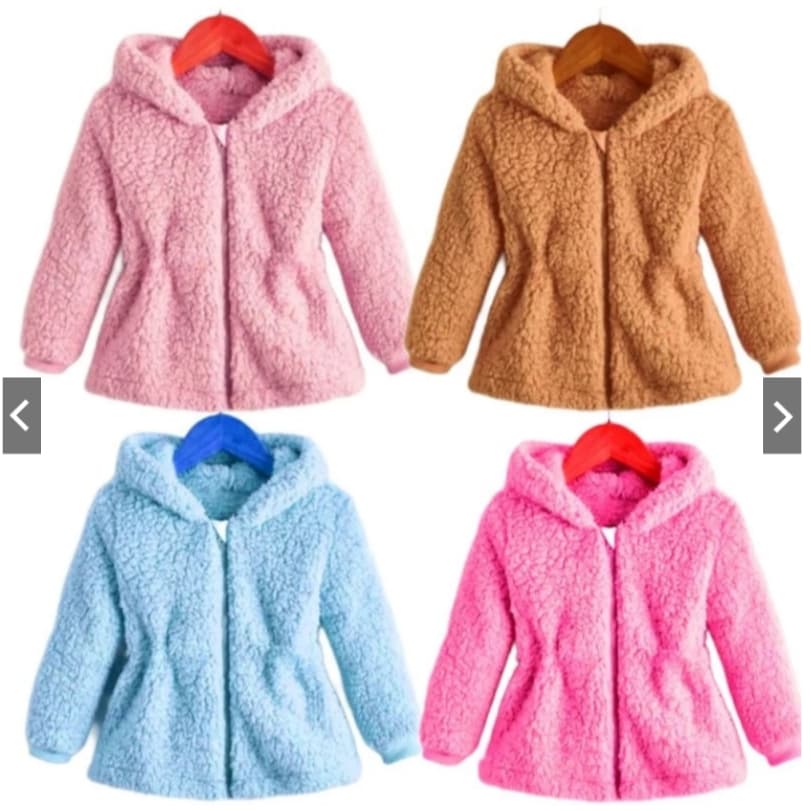 casaco teddy infantil unissex quentinho com zíper e capuz jaqueta de luxo