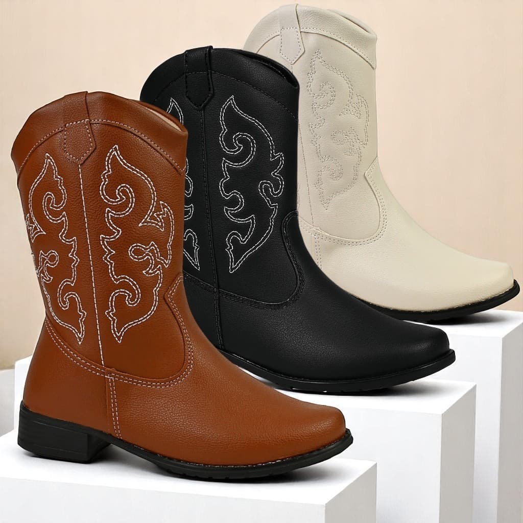 Bota Feminina Country Texana Confortável com Zíper 28 ao 36