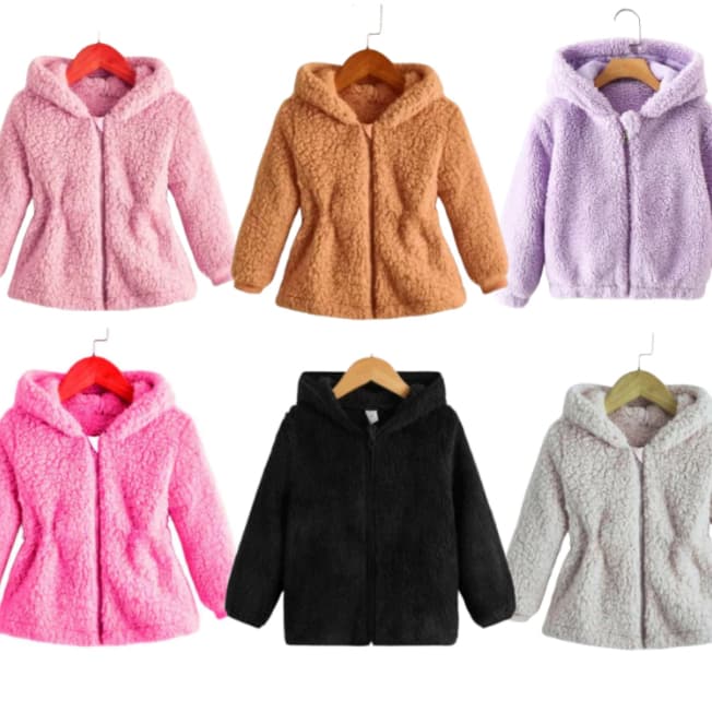 casaco infantil teddy unissex pele de carneiro com zíper y capuz