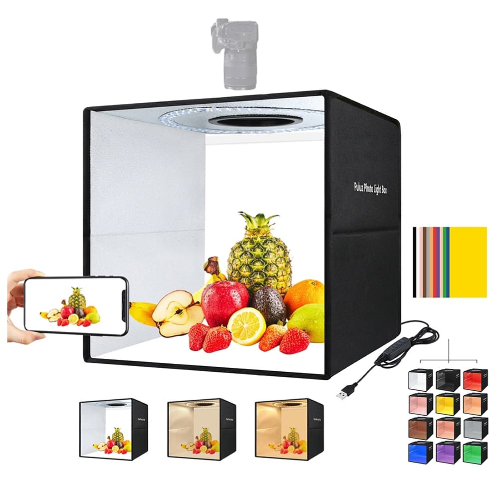 Mini Estúdio 40cm 12*3 Cores 12 Cores De Fundo Led Redondo