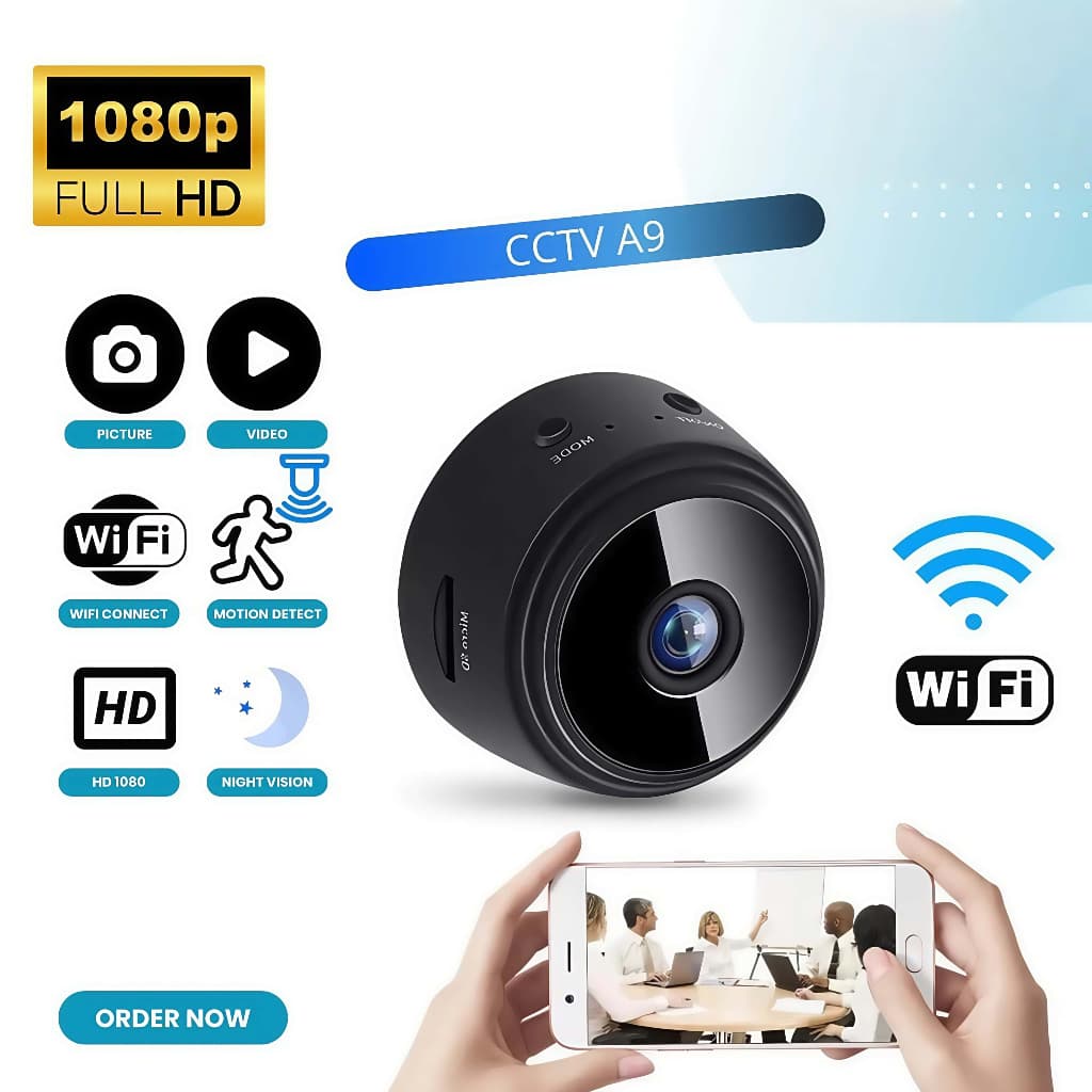 Câmera A9 Mini HD Sensor De Presença WI FI 110v Grava Em Cartão de Memória Com Suporte Para Encaixe FLUX