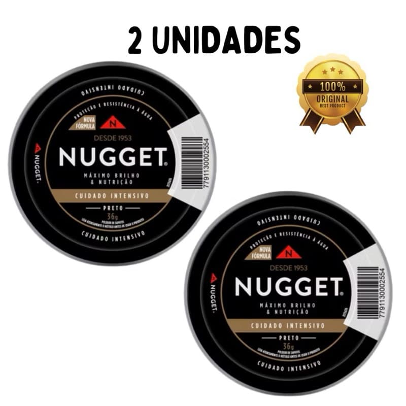 kit l 02 Unidades latas Graxa Nugget para sapatos Extra Brilho