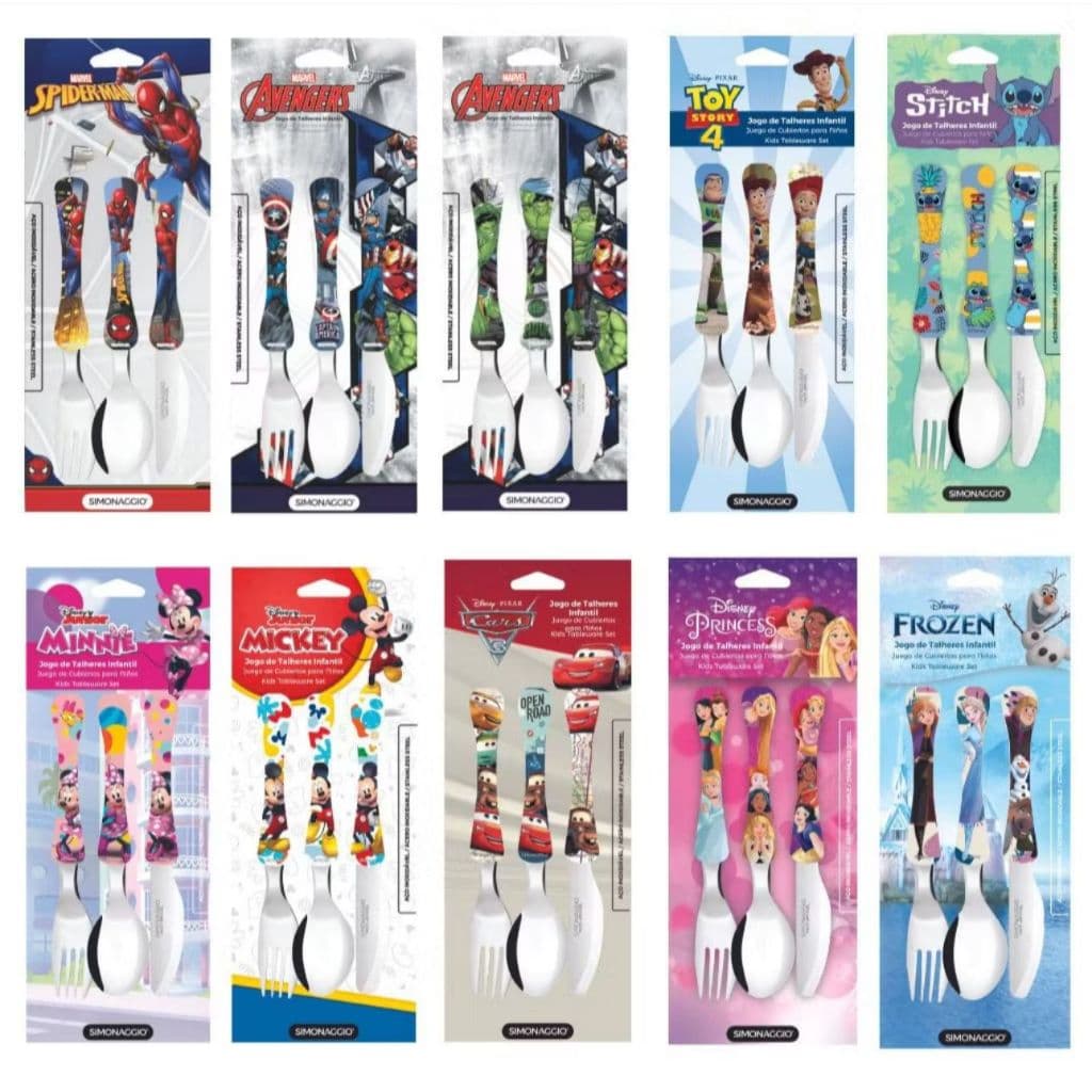 Talher Infantil Disney Inox Simonaggio Princesa Frozen Minnie Carros Toy Store Unicornio Chaves