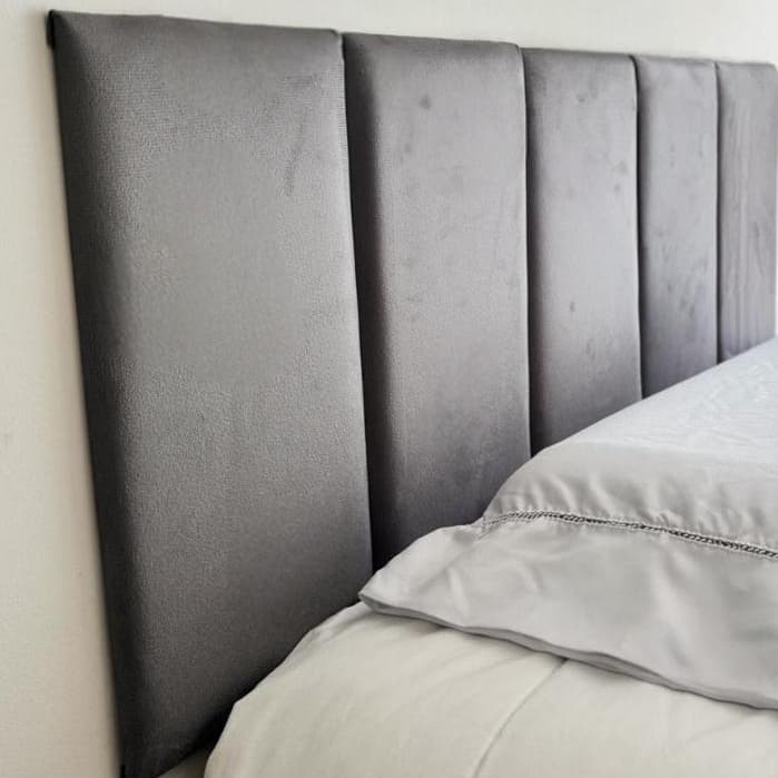 Cabeceira Modular Estofada em Tecido Suede com Fita Autocolante 40x20cm Solteiro Casal Queen King