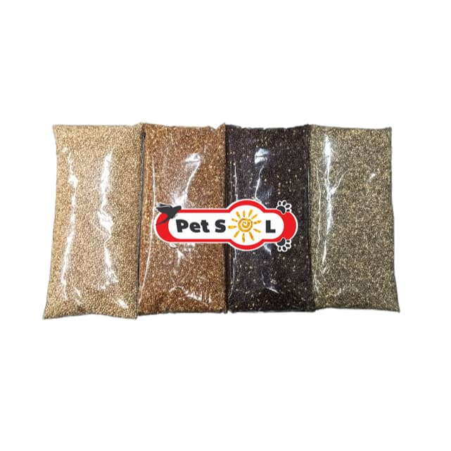 Kit Painço 4 Cores para Pássaros 1kg (250g Cada) | Preto, Vermelho, Verde e Comum