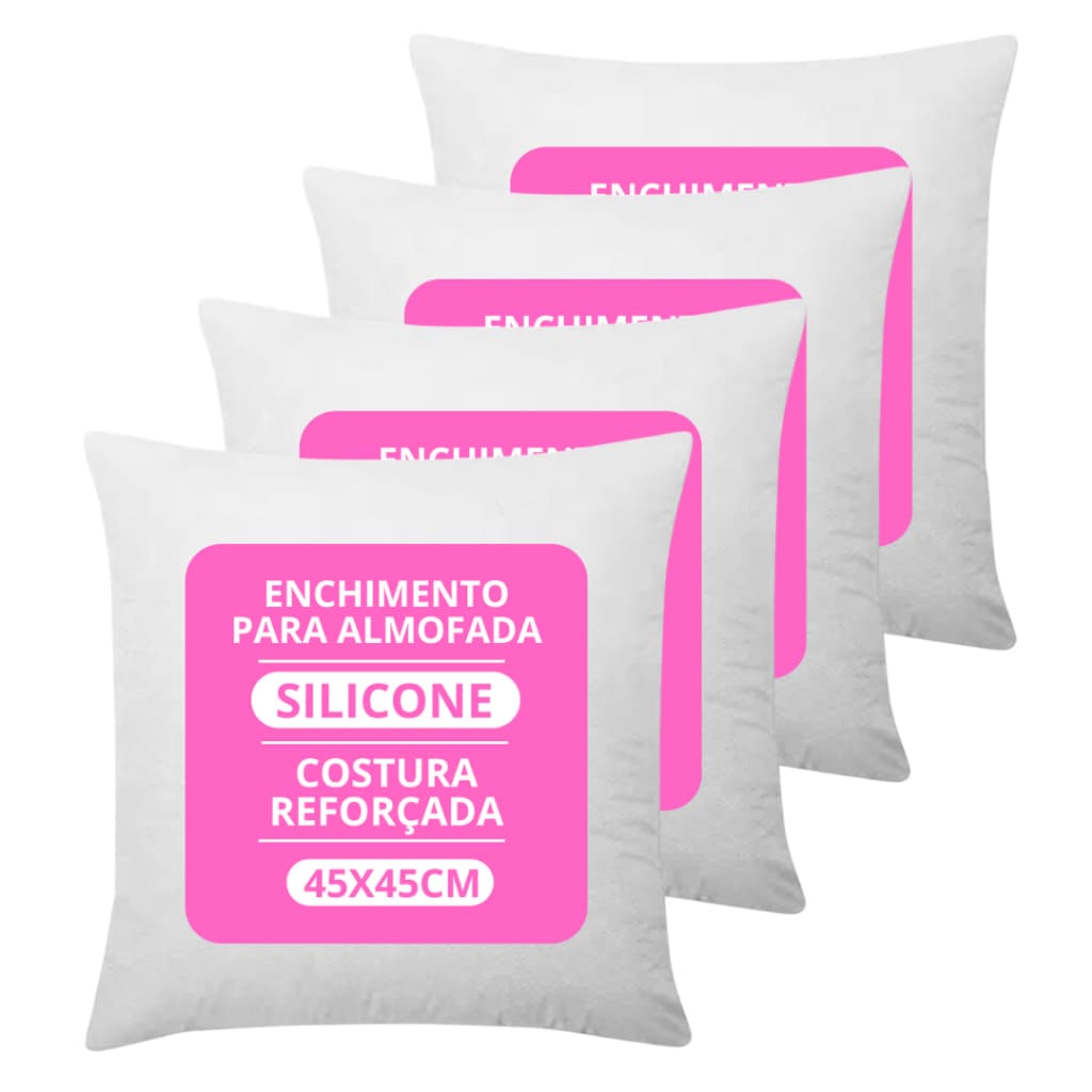 Kit Refil de Almofadas Fibra Siliconada Cheias com 2 4 6 8 10 12 Unidades Tamanho 45x45