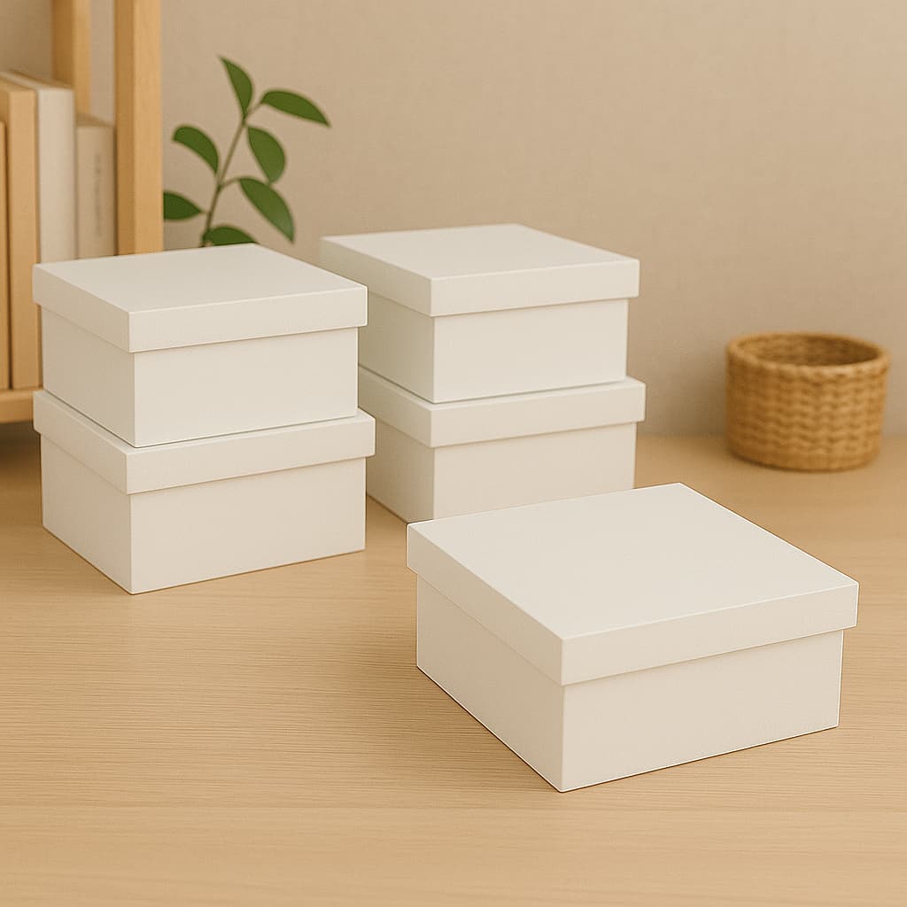 Kit 5 Caixa Quadrada Tampa de Sapato 20x20x8 Mdf Madeira Pintado
