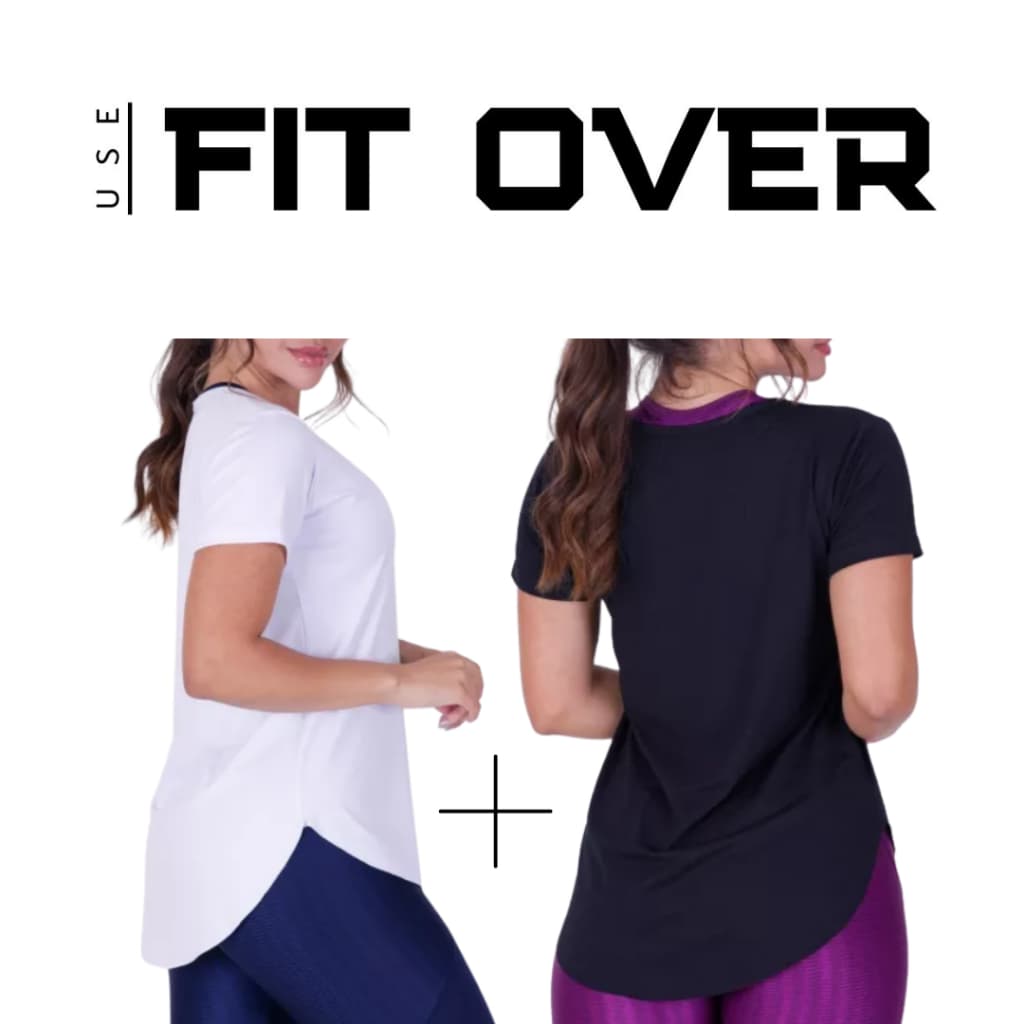 kit 2 blusas tapa bumbum com manga curta fitness academia básica