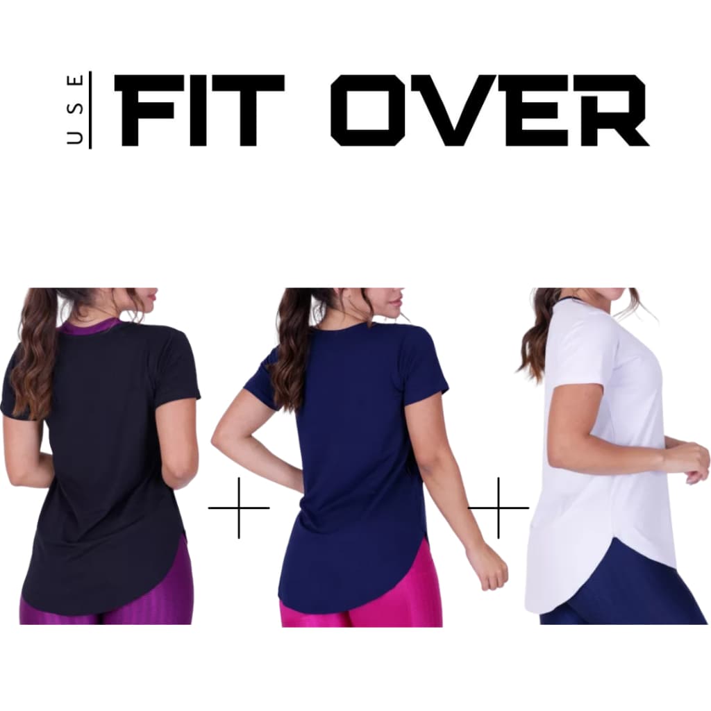 kit 3 blusas tapa bumbum com manga curta fitness academia básica