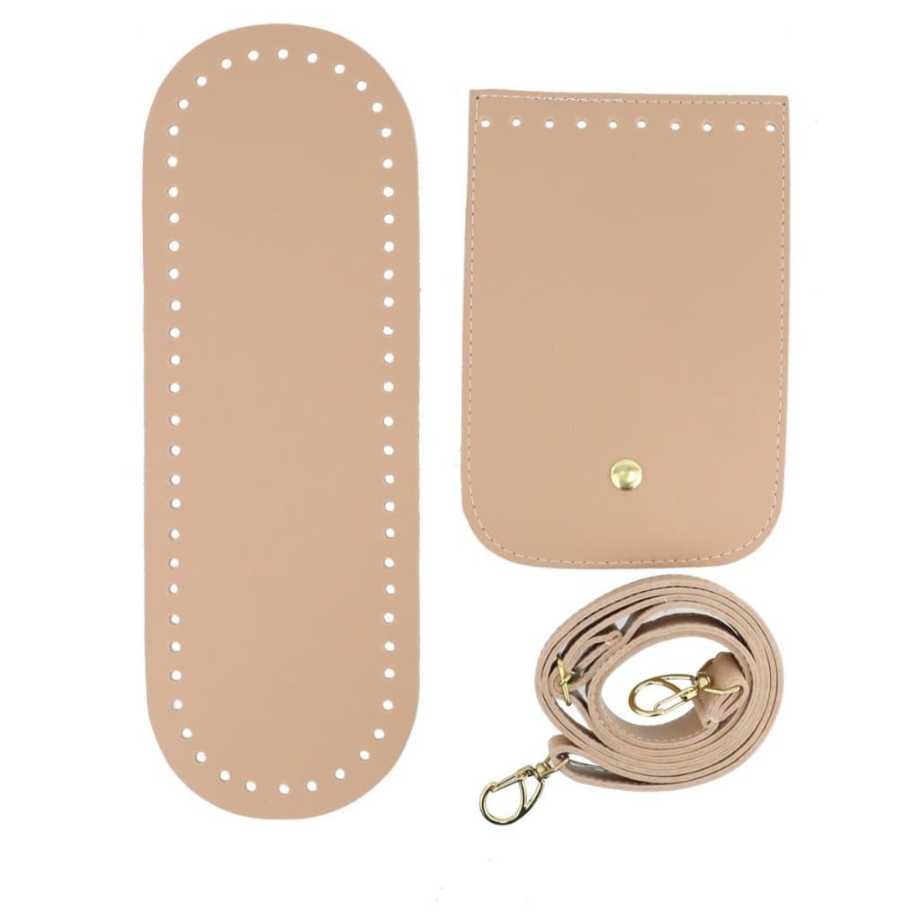 Kit Para Bolsa de Crochê Alça+ Fundo+ Aba QD em Couro Sintético