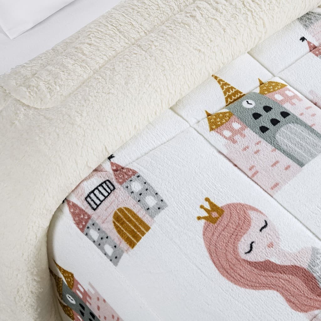 Coberdrom Edredom Everest Solteiro Manta Sherpa Lã Carneiro Muito Quentinho 1 Peça MULTI CORES KIDS