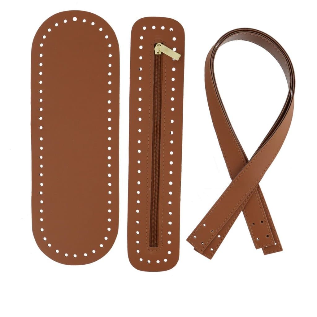 Kit Fundo + Alça 4 Furos  + Fecho Ziper para bolsas em crochê, macramê e trico