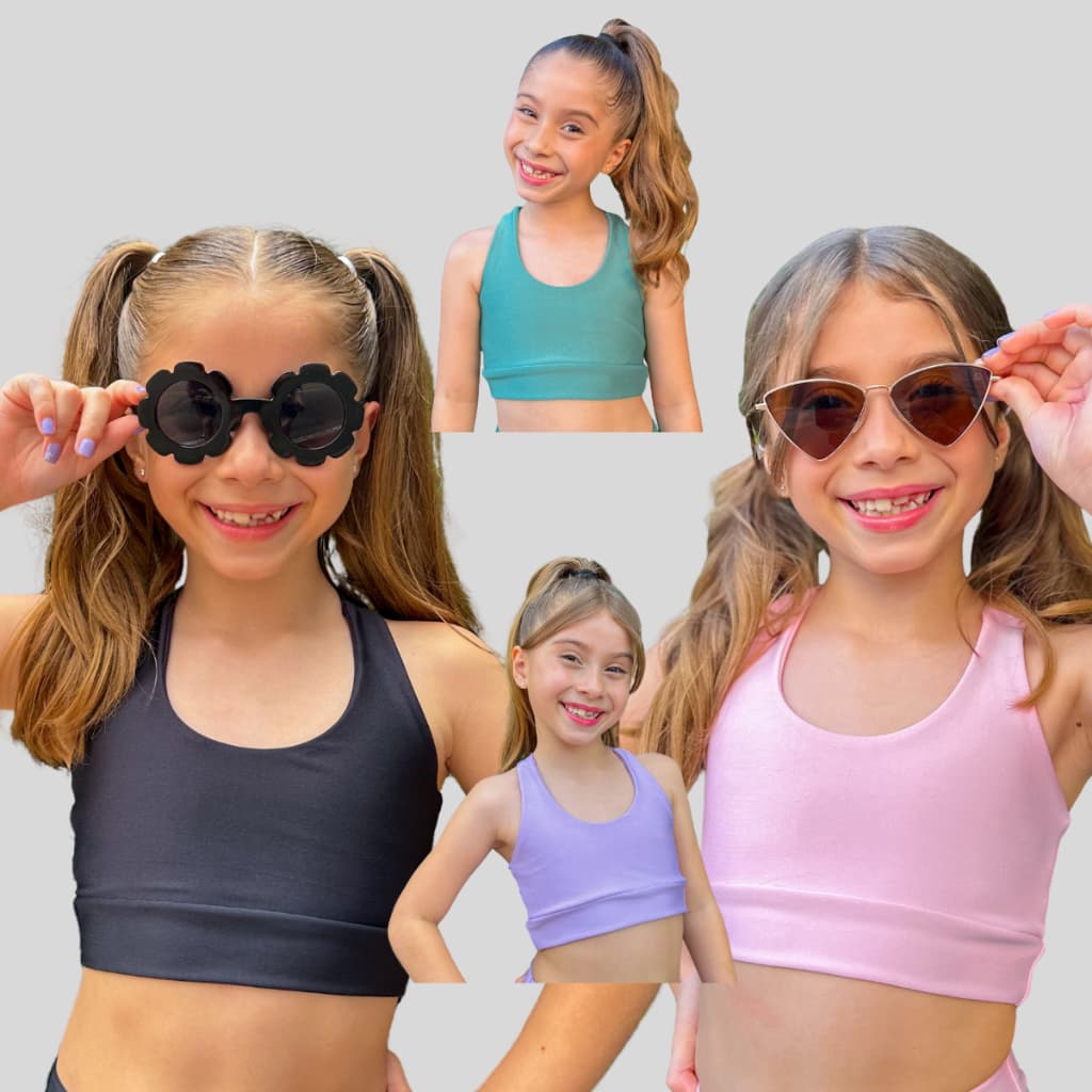 Kit 4 Top Fitness Infantil Kids Menina Rouap de Treino