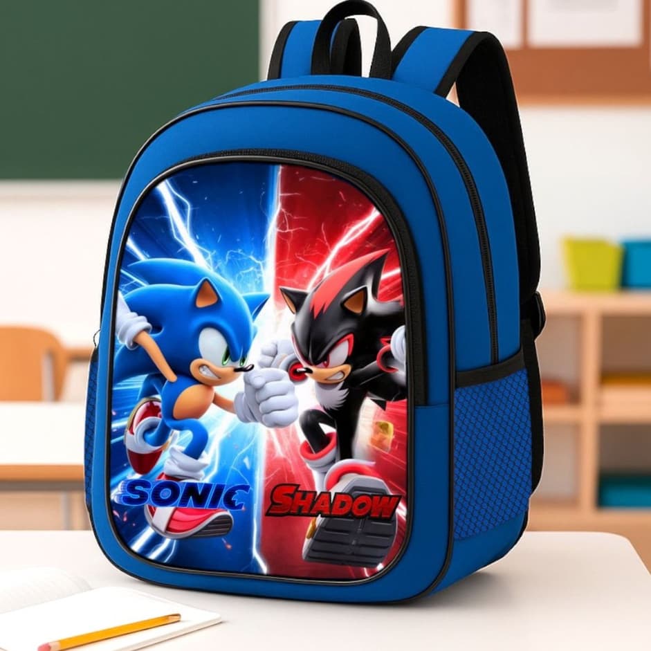 Mochila Escolar Infantil Bolsa Menino Reforçada Sonic