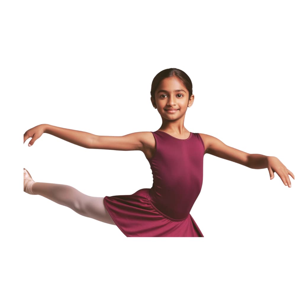 Collant Ballet Regata Com Saia Acoplada Bordô/Vinho-  Balé Infantil  (Medidas na Descrição)