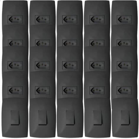 MONTE O SEU KIT: Conjunto 4x2 Tomada Preta Home Blux Grafite 10a 20a Interruptor Paralelo Preto BLUX